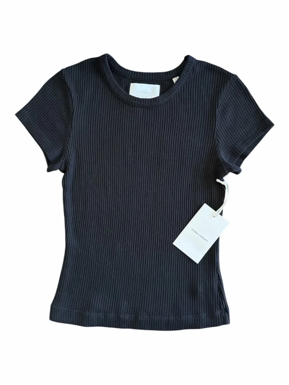 Citizens Of Humanity Black Ribbed Short-Sleeve Tee - Picture 5 of 10